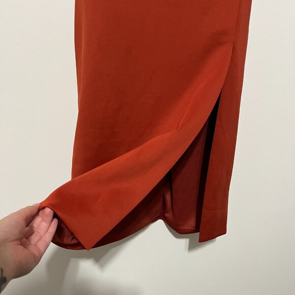 Showpo Womens Open Back Midi Dress Size 8 Burnt Orange Evening Party Date Night - Picture 4 of 7